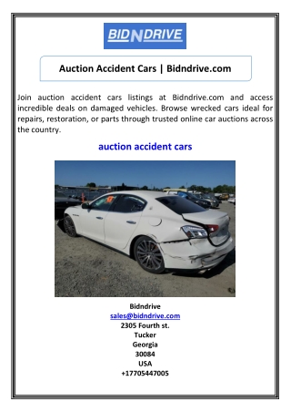 Auction Accident Cars  Bidndrive.com
