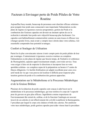Pilules pour Améliorer Taux Métabolique