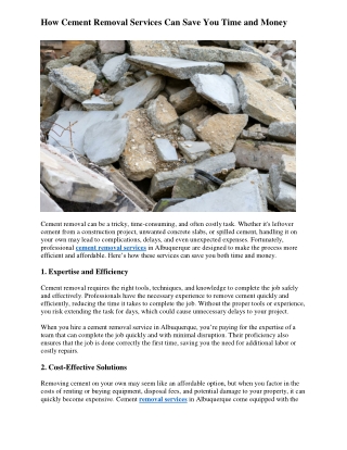 How Cement Removal Services Can Save You Time and Money