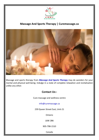 Massage And Sports Therapy  Curemassage.ca