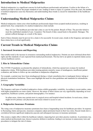 Analyzing Trends in Medical Malpractice Claims