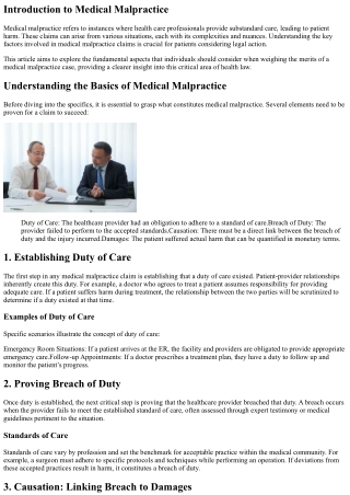 Key Factors to Consider in Medical Malpractice Claims