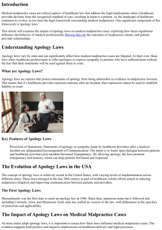 Analyzing the Impact of Apology Laws on Medical Malpractice Cases