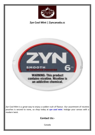 Zyn Cool Mint  Zyncanada.cc