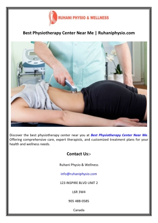 Best Physiotherapy Center Near Me  Ruhaniphysio.com