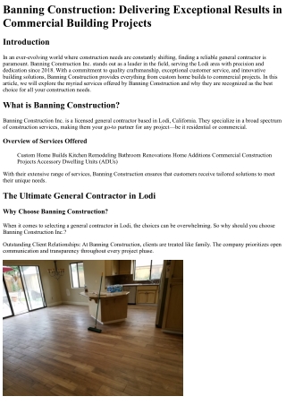 Banning Construction Delivering Exceptional Results in Commercial Building Proje