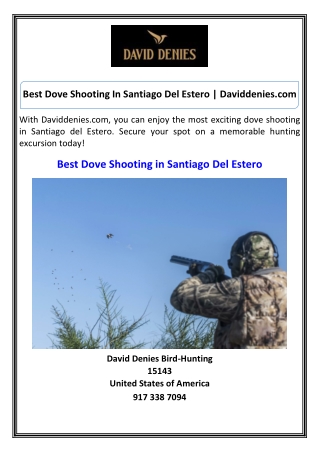 Best Dove Shooting In Santiago Del Estero  Daviddenies.com