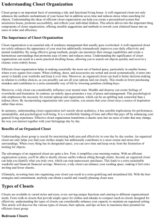 Everything You Should Find Out About Closet Organization