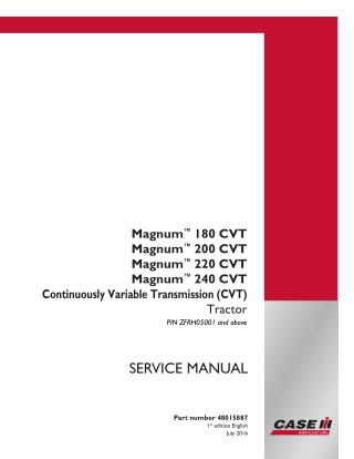 CASE IH Magnum 180 Continuously Variable Transmission (CVT) TIER 4B Tractor Service Repair Manual Instant Download (PIN