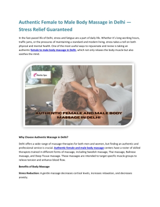 Authentic Female to Male Body Massage in Delhi Stress Relief Guaranteed