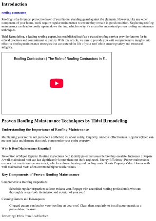 Proven Roofing Maintenance Techniques by Tidal Remodeling