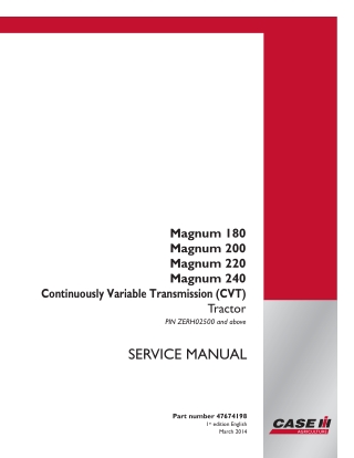 CASE IH Magnum 200 Continuously Variable Transmission (CVT) Tier 4B Tractor Service Repair Manual Instant Download (PIN