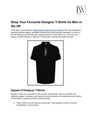 Shop Your Favourite Designer T-Shirts for Men in the UK