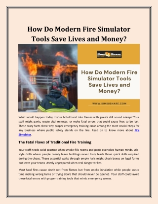 How Do Modern Fire Simulator Tools Save Lives and Money?