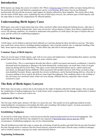 Birth Injury Lawyers: Fighting for Fair Compensation