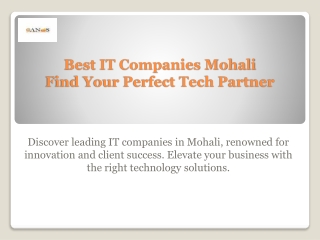 Best IT Company in Mohali for Innovative Tech Solutions
