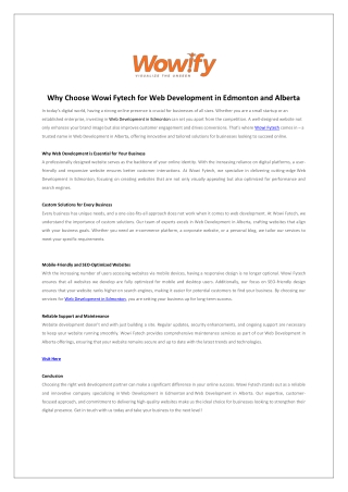 SEO Work in Edmonton, Alberta, Calgary | Wowi Fytech