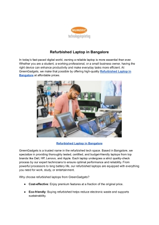 Refurbished Laptop in Bangalore