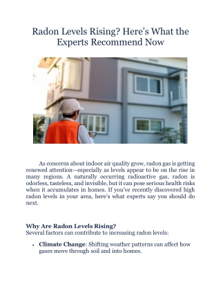 Radon Levels Rising? Here’s What the Experts Recommend Now