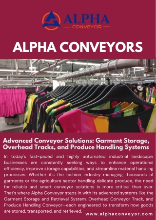 Advanced Conveyor Solutions Garment Storage, Overhead Tracks, and Produce Handling Systems