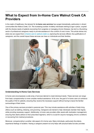 What to Expect from In-Home Care Walnut Creek CA Providers