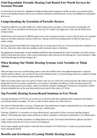 The Facts About Portable Heater Rental Uncovered