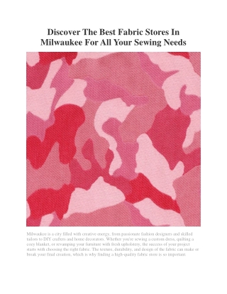 Fabric Stores In Milwaukee