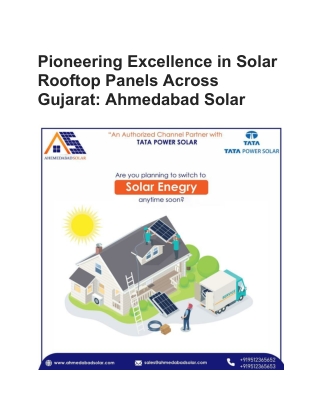 Pioneering Excellence in Solar Rooftop Panels Across Gujarat_ Ahmedabad Solar