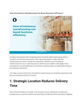 How eCommerce Warehousing Can Boost Business Efficiency
