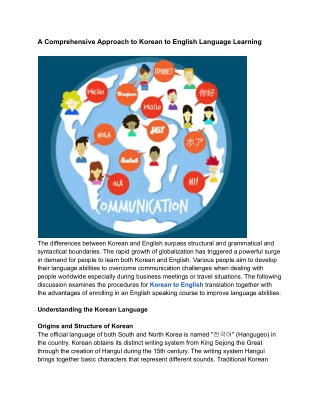 A Comprehensive Approach to Korean to English Language Learning