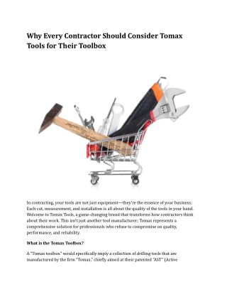 Why Every Contractor Should Consider Tomax Tools for Their Toolbox