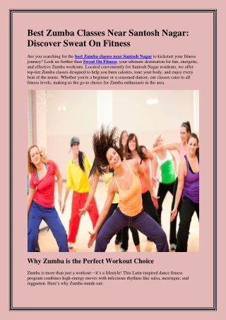 Best Zumba Classes Near Santosh Nagar