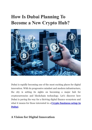 How Is Dubai Planning To Become a New Crypto Hub