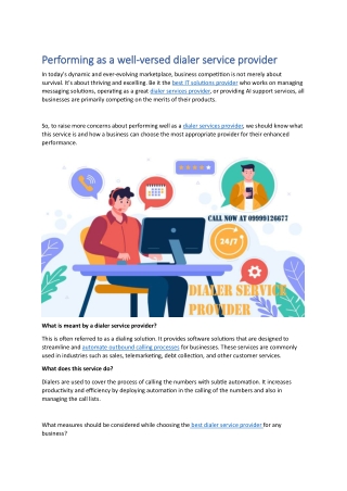 Dialer Service Provider