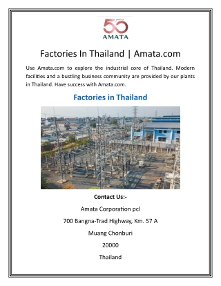 Factories In Thailand Amata