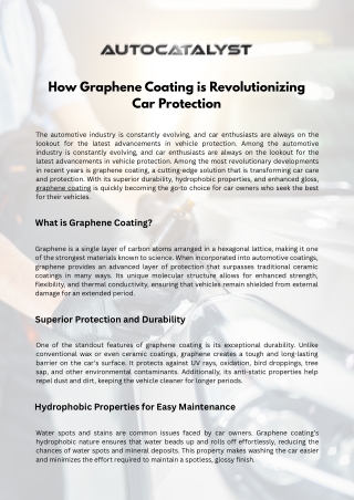 How Graphene Coating is Revolutionizing Car Protection