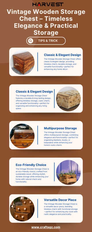 Vintage Wooden Storage Chest – Timeless Elegance & Practical Storage