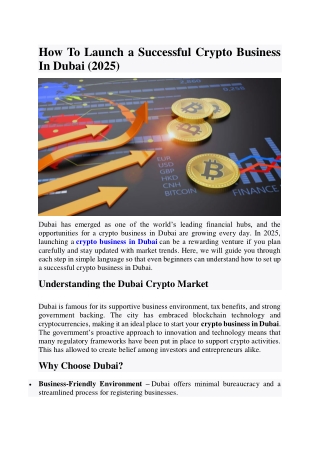How To Launch a Successful Crypto Business In Dubai (2025)