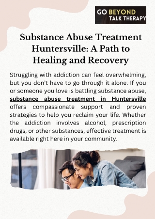 Get Help with Substance Abuse Treatment in Huntersville