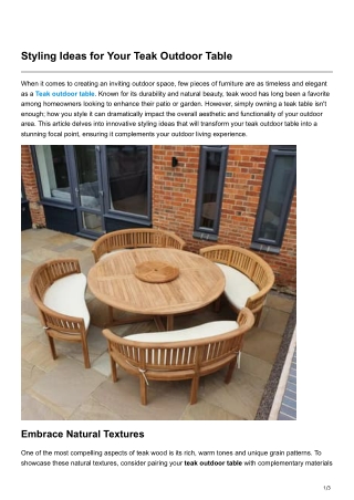Styling Ideas for Your Teak Outdoor Table