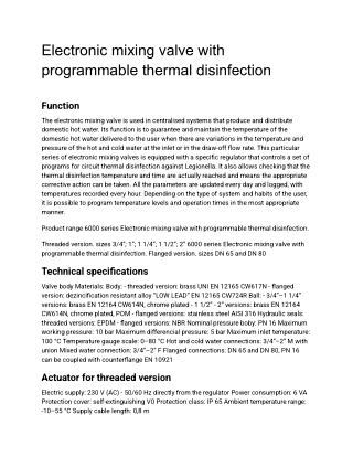Electronic mixing valve with programmable thermal disinfection