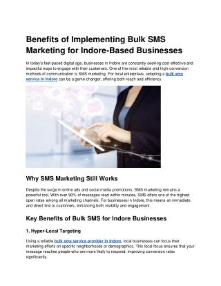 Benefits of Implementing Bulk SMS Marketing for Indore-Based Businesses