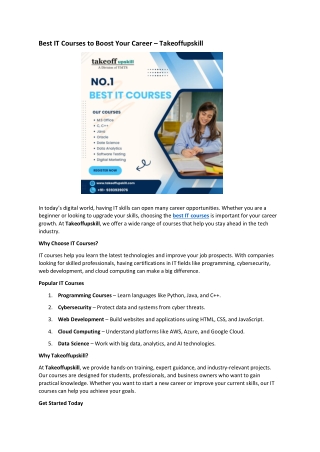 Best IT Courses to Boost Your Career – Takeoffupskill