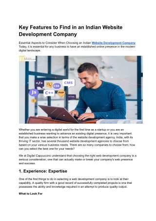 Features That Need to Be Integrated into an Indian Website Development Company