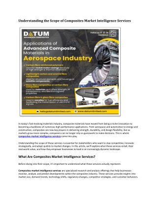 Understanding the Scope of Composites Market Intelligence Services