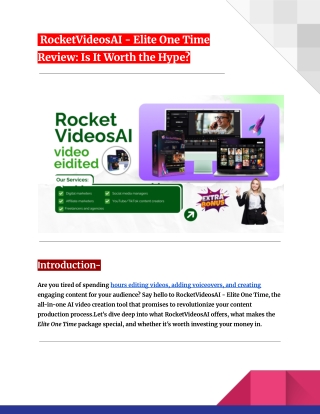 RocketVideosAI - Elite One Time Review