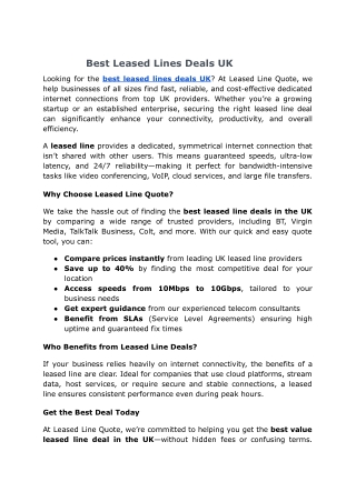 Best Leased Lines Deals UK