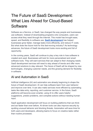 The Future of SaaS Development: What Lies Ahead for Cloud-Based Software
