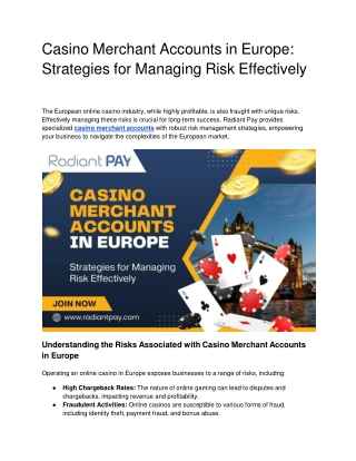 Casino Merchant Accounts in Europe_ Strategies for Managing Risk Effectively