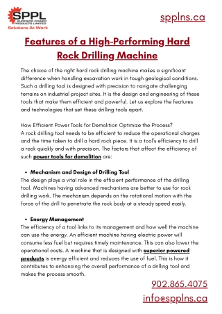 Features of a High-Performing Hard Rock Drilling Machine